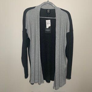 NWT Women's Bobeau Open Front Knit Two-Tone Cardigan Sweater - Size L